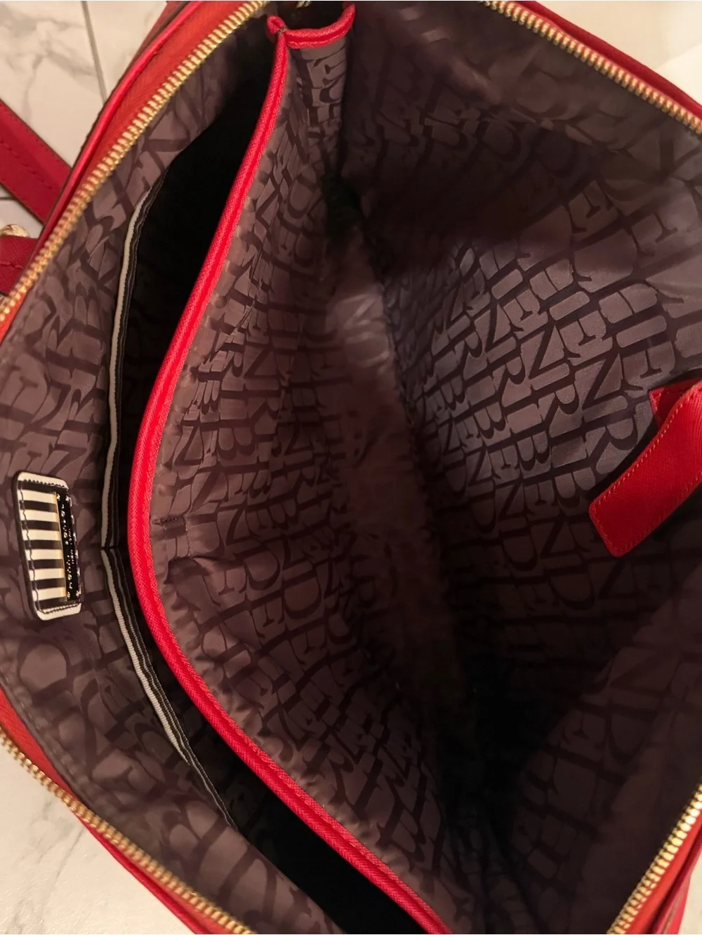 Henri Bendel New York Large Red Saffiano Laptop Tote Bag